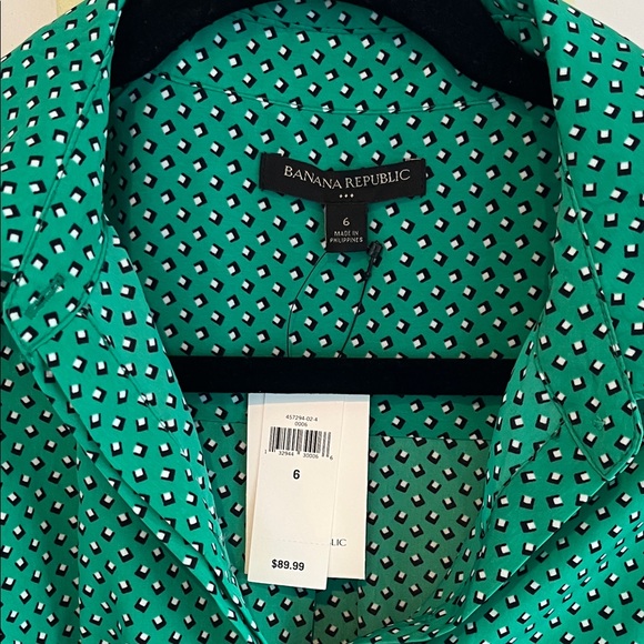 Banana Republic Green Sleeveless Polka Dot Midi Shirt Dress - Picture 2 of 4